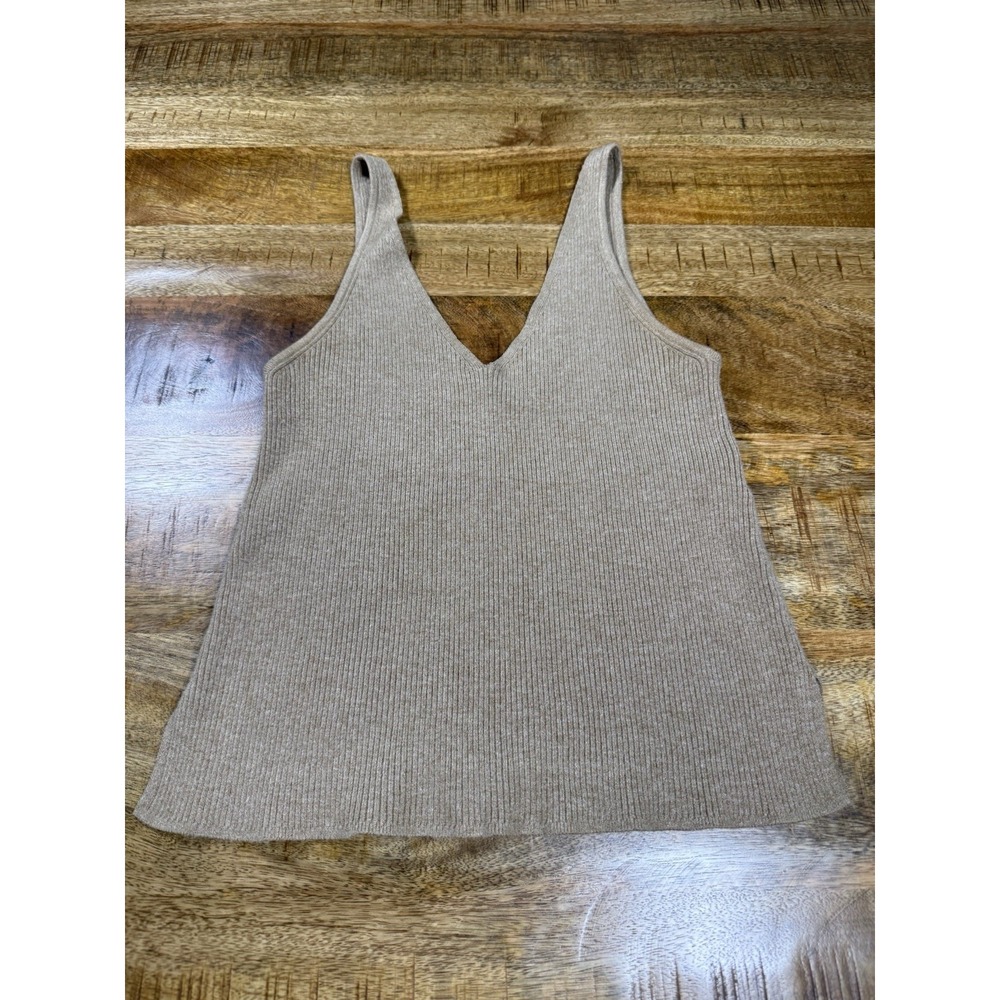 Abercrombie Fitch Ribbed Tank Top Womens Medium Beige Neutral Stretch Knit Cami